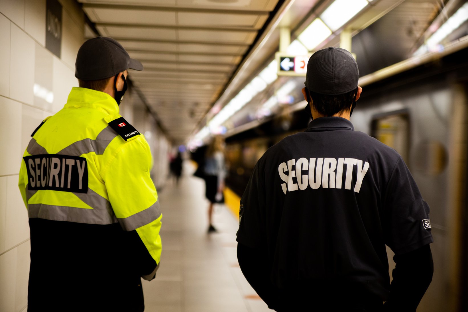 Securities of a Train Station Standing at the Platform